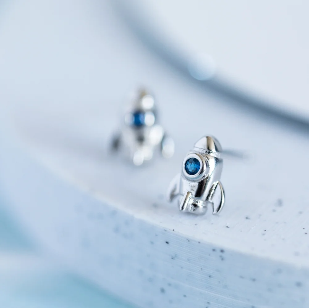 Silver Rocketship Studs (S925) - Only 1 left! - Picture 4 of 8